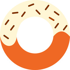 Minimalist Donut Flat Icon with Vanilla Frosting and Chocolate Sprinkles