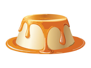  Classic Caramel Custard Pudding - Vector Illustration
