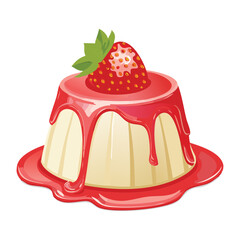 Strawberry Flavored Pudding - Vector Illustration
