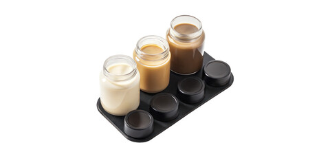 Baby food jars and juice bottles high-quality set on transparent background

