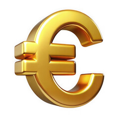 Fototapeta premium 3d golden euro symbol isolated on transparent background