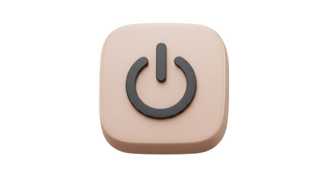 3d power button icon beige isolated on transparent background