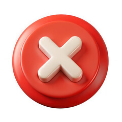 Obraz premium 3d red button with white x icon isolated on transparent background