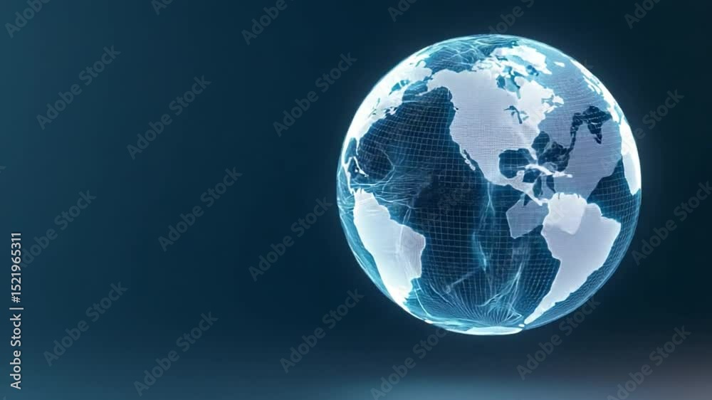 Aufkleber Global Connection: An illuminated world sphere, a representation of interconnectedness and global reach, glows with subtle details against a backdrop of endless space. 