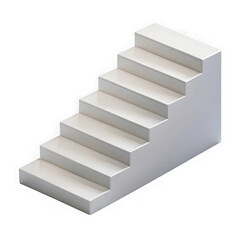 White staircase steps 3d model isolated on transparent background