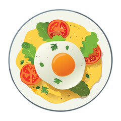Fried Eggs with Tomatoes - Vector Illustration