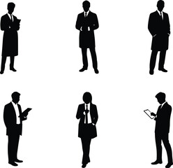 Silhouette Illustrations of Business Professionals: Formal Attire, Office Work, and Corporate Roles