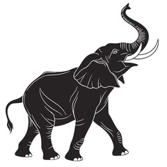 Obraz premium Elephant Silhouette with Raised Trunk