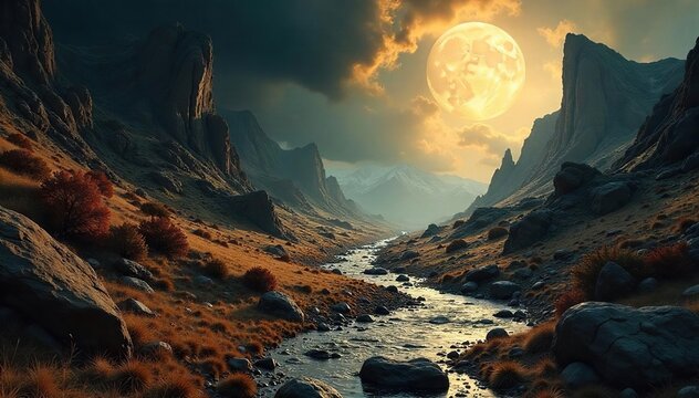Deep, resonant bass frequencies visualized as a swirling, textured landscape of earth tones and deep shadows, evoking the primal power and mystery of nature's low hum , physics, audio, earth tones