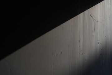 Concrete wall with diagonal shadow and subtle scratches showing texture and light contrast