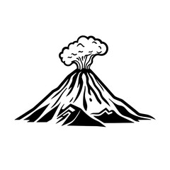 Simplified vector volcano erupting with thick smoke and lava lines for natural hazard and energy themes