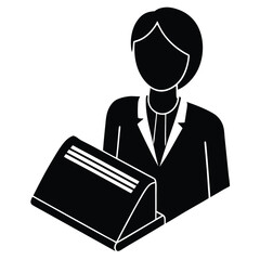 receptionist element isolated appointment book on white background