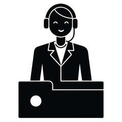 Receptionist element isolated background music player on white background