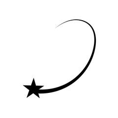 shooting star. Black Shooting Star with Elegant Star Trail. Flying comet with tail, falling meteor, abstract fantasy galaxy element. Vector illustration
