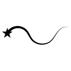 shooting star. Black Shooting Star with Elegant Star Trail. Flying comet with tail, falling meteor, abstract fantasy galaxy element. Vector illustration
