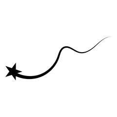 shooting star. Black Shooting Star with Elegant Star Trail. Flying comet with tail, falling meteor, abstract fantasy galaxy element. Vector illustration
