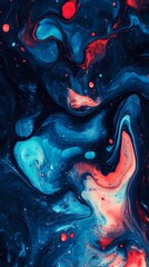 Digital technology blue red liquid paint pattern texture illustration poster background