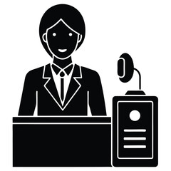 receptionist element isolated intercom on white background