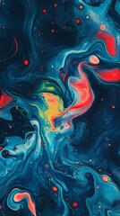 Digital technology blue red liquid paint pattern texture illustration poster background