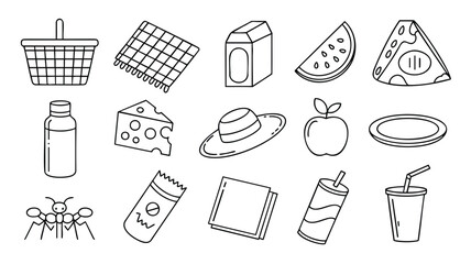 Fototapeta premium Minimalist Line Art Icons: Shopping, Nature, and More