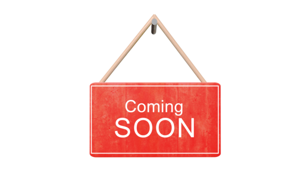 Coming soon text font calligraphy hand written lettering script red sign symbol white color store retail coming soon design sale business banner label promotion announcement message arrival template 