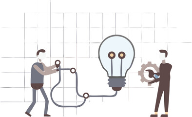 businessman drawing light bulb on whiteboard