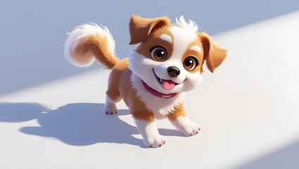 Chibi Playful Dog Wagging Tail Illustration