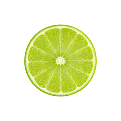 Fresh lime slice showing juicy green pulp and central white pith