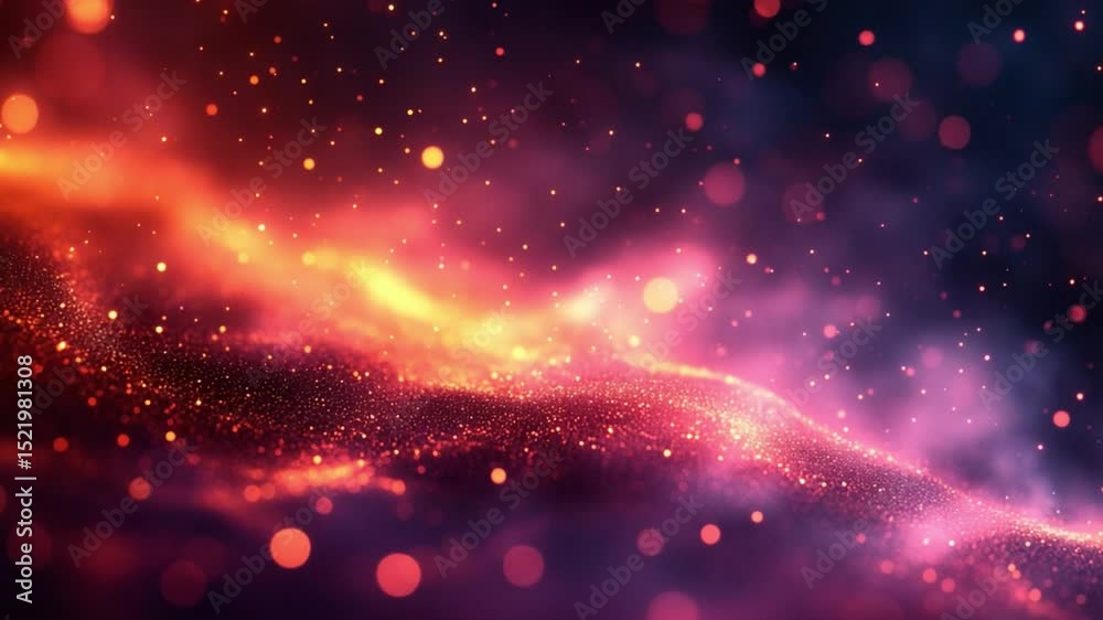 Poster Cosmic Sparkles: An abstract image featuring vibrant nebula-like formations with glowing particles and bokeh effects, evoking a sense of cosmic wonder and energy.
