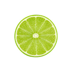 Bright green lime slice shown from top view