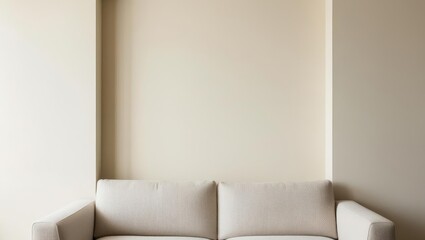 Elegant Interior Background with Neutral Tones and Copy Space Framed by a Modern Couch
