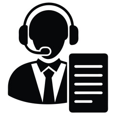 Call center agent element isolated call log sheet on white background