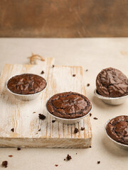 Chocolate cake or cookie on white background