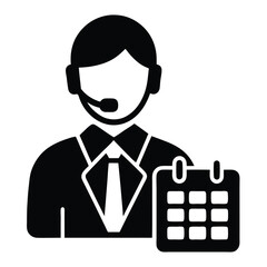 call center agent element isolated desk calendar on white backgroound