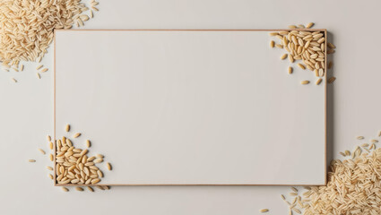 Elegant Frame of Rice and Beans with Copy Space, Ideal for Food-Related Content