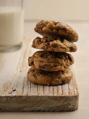 Chocolate cake or cookie on white background