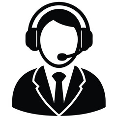 call center agent element isolated headphones on white backgroound