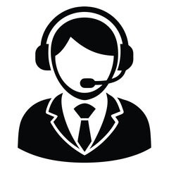 Call center agent element isolated headset mute icon on white background