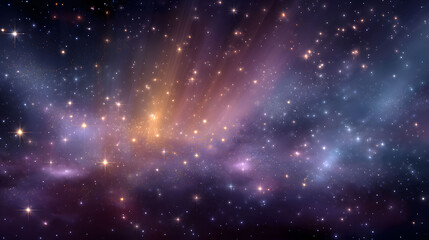 Naklejka premium Vibrant Hues of a Starry Night Sky Glowing Nebula and Cosmic Dust Wallpaper
