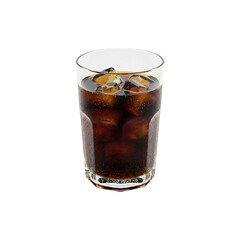 Glass of cold soda with ice cubes inside