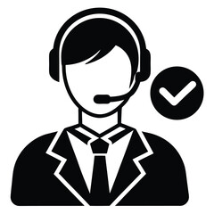 Call center agent element isolated quality check icon on white background
