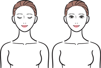 デコルテ・上半身　正面女性イラストセット