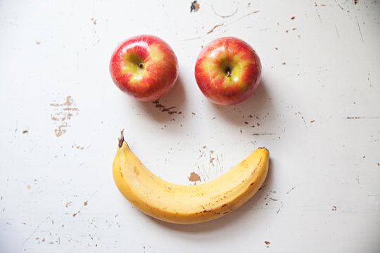 funny face made from fruit