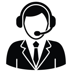 Call center agent element isolated ringing phone icon on white background