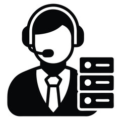 Call center agent element isolated server rack icon on white background