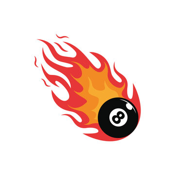 recommend clip art: ball billiard pool 8 fire icon vector logo design template