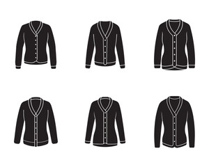set cardigan sketch icon silhouette vector  illustration design