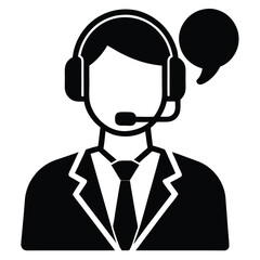 Call center agent element isolated voice message icon on white background