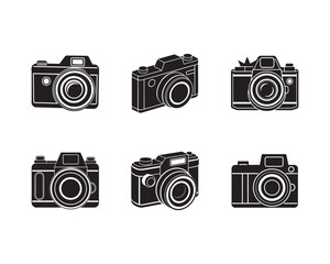 set of camera icon silhouette vector illustration with a leather strap.eps