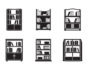 bookshelf icon silhouette vector illustration set black and with © BIBI